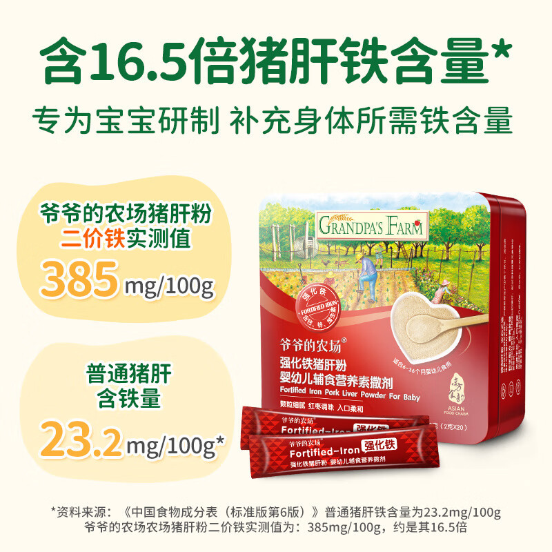 Grandpa's Farm Infant Pig Liver Powder Fortified Iron Edible Rice Mixing Material Divalent Iron Red Jujube Sprinkling Agent