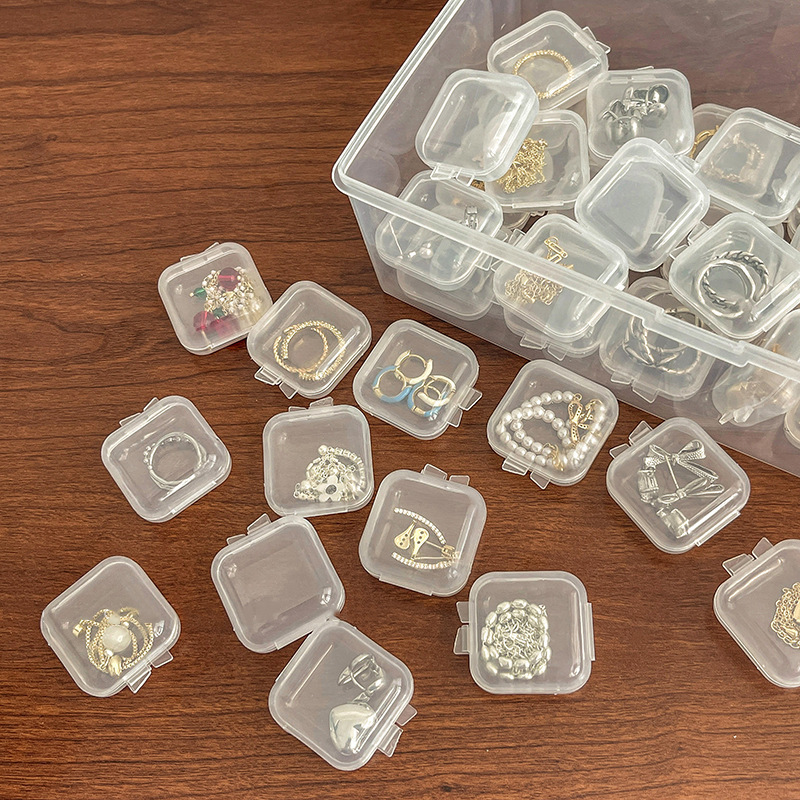 T transparent jewelry storage box multi-functional mini storage earplug box portable ring earrings necklace storage box