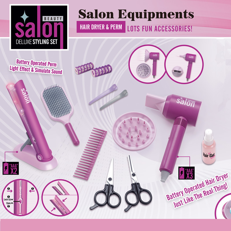 Набор игрушечного парикмахера 2025 года, симуляция фена, 17 предметов для девочек