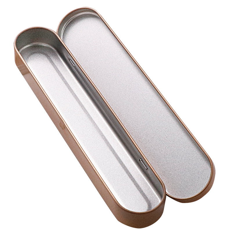 Tinplate box metal long eyebrow pencil box sponge lining enterprise company gift box student pencil box fall-resistant
