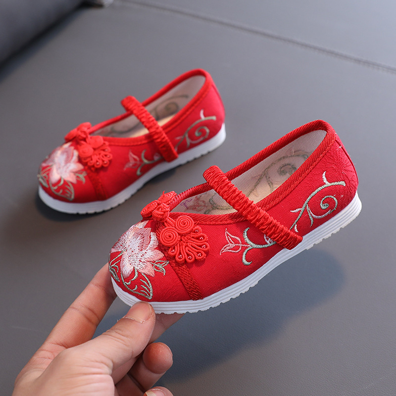 Girls' Embroidered Shoes Chinese Style Dance Shoes Children's Hanfu Shoes Ethnic Style Children's Shoes Antique Costume Shoes Baby Cloth Shoes