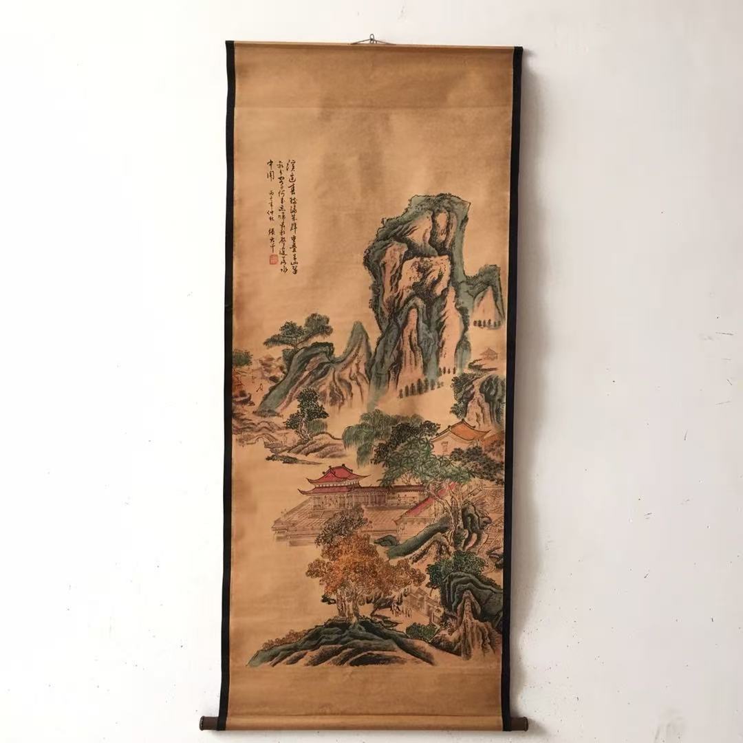 Antique Wholesale Old Living Room Decoration Central Hall Painting Calligraphy and Painting Zhang Daqian Tang Yin Landscape Figures Flowers and Birds Hanging Paintings
