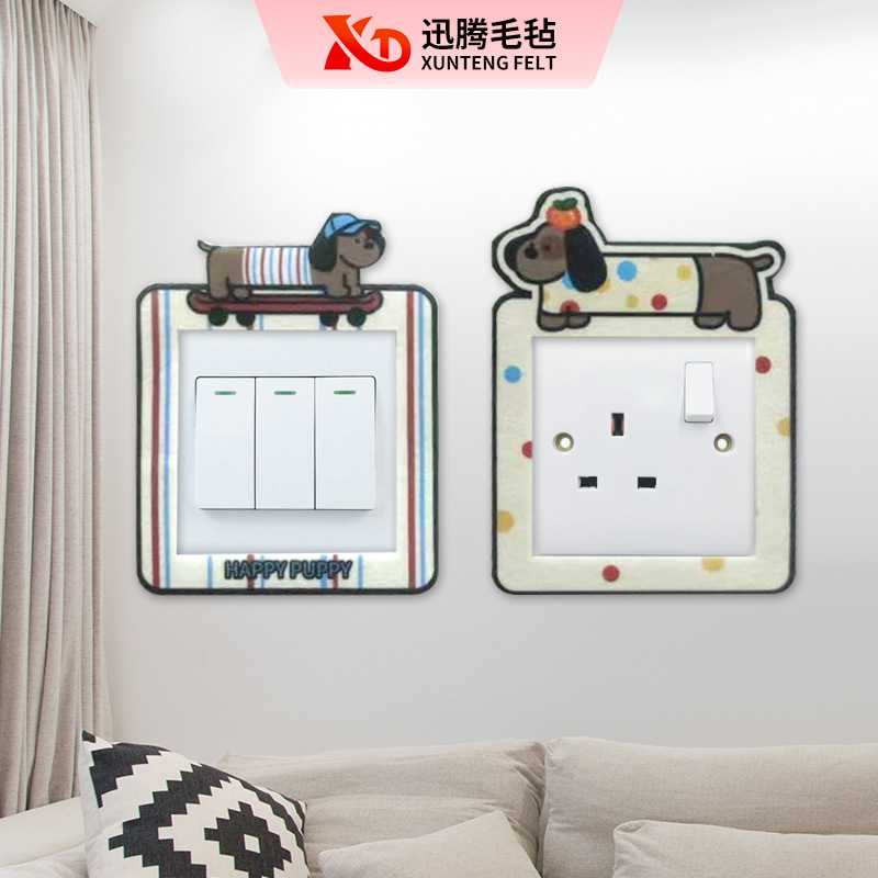 Creative Personalized Felt Switch Sticker Protective Cover Wholesale Cute Dog Animal Element Felt Switch Decorative Sticker