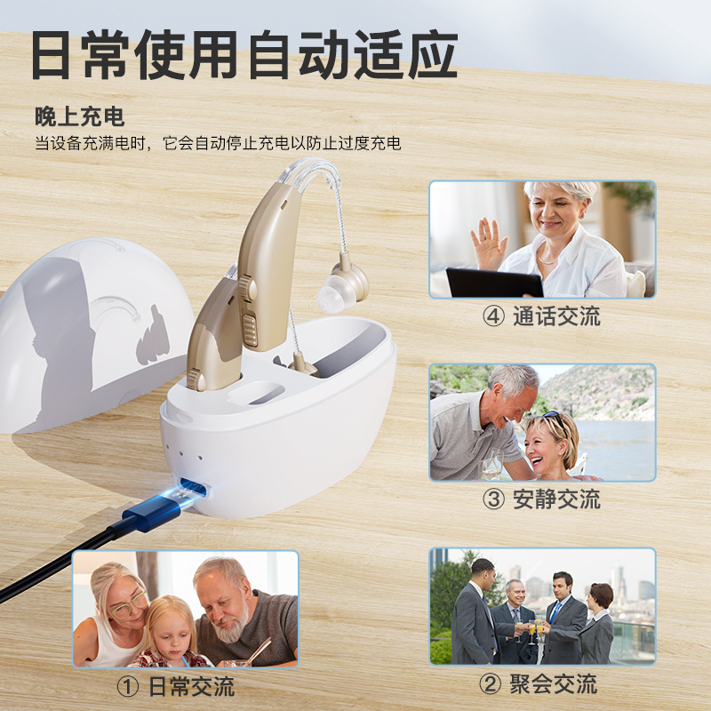 Spot Hearing Aids for the Elderly Sound Amplifier Behind-The-Ear Sound Collector Hearing Aids Charging Compartment Accessories Wholesale