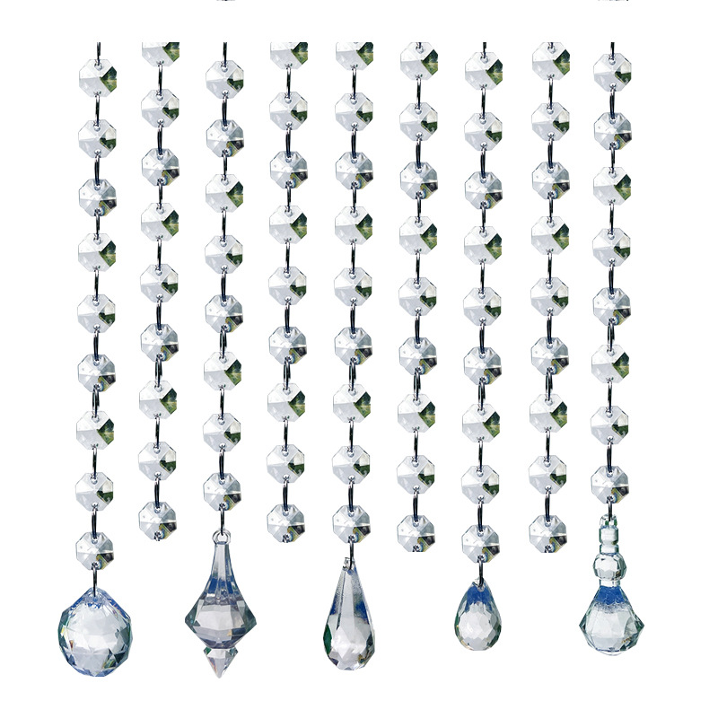 Wedding bead chain lead crystal bead string wedding scene stage ceiling decoration acrylic crystal octagonal bead curtain
