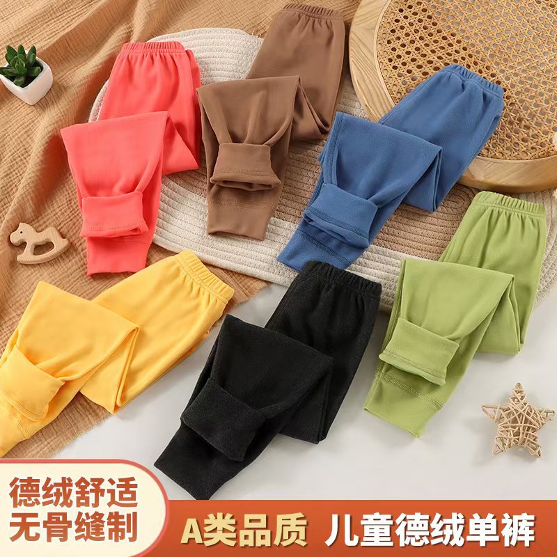 Детские бархатные брюки, новые леггинсы, осенние брюки, повседневные для мальчиков и девочек, пижамы оптом