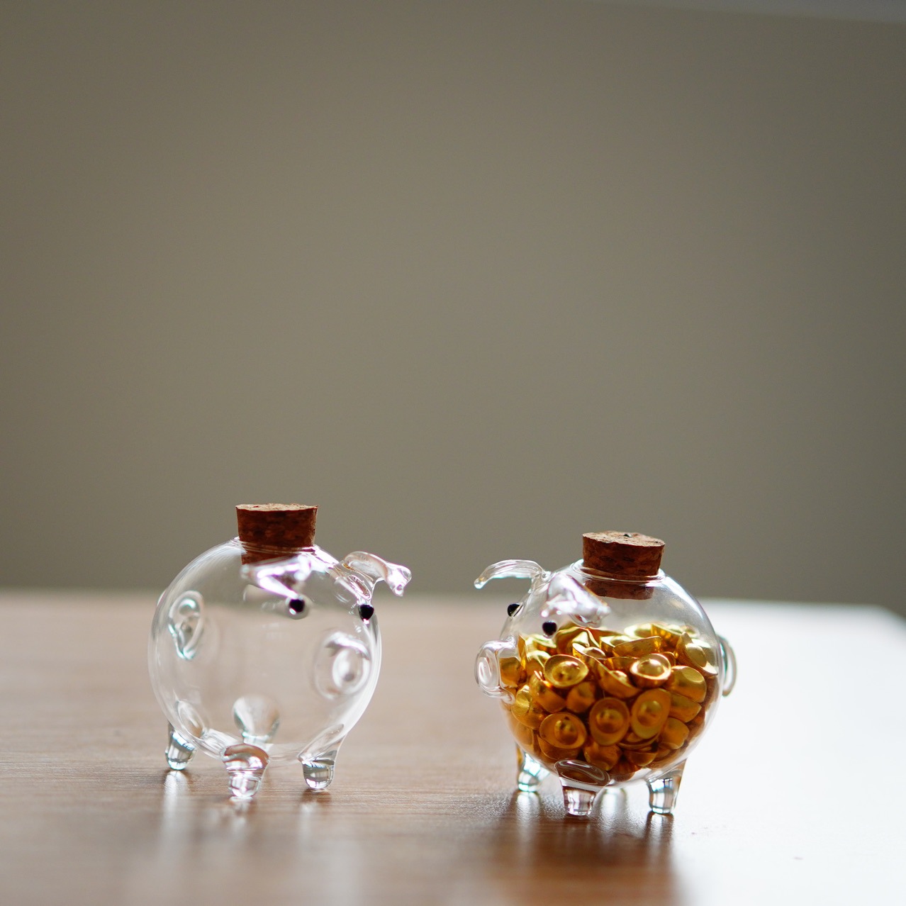 7M9Kins Mini Piggy Cute Piggy Pot Wishing Bottle Storage Glass Bottled Gold Beanstalk Little Red Book Same Style
