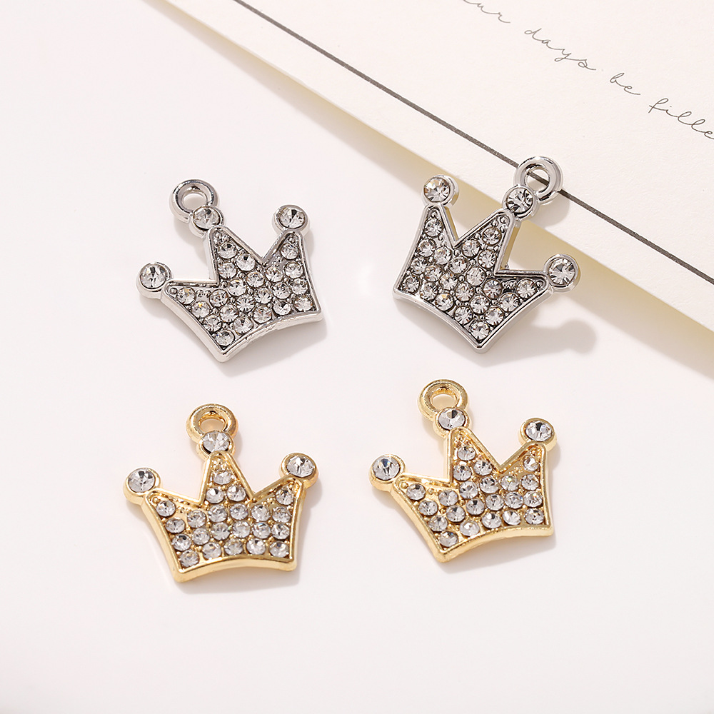 Jewelry Accessories with Diamonds, Necklace, Crown, DIY Star Pendant, Earrings, Heart-Shaped Lock, Key, Sparkling Diamonds