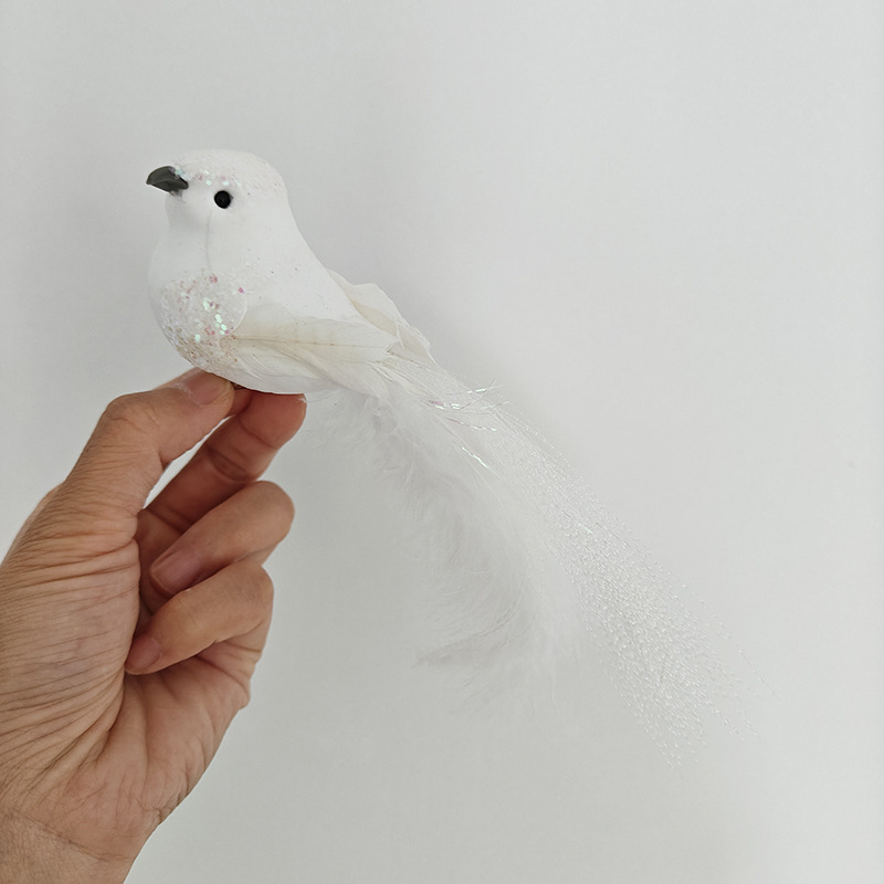 White Artificial Bird Feather Bird White Pigeon Christmas Decorations Holiday Gardening Decoration Epaulettes Longdie Craft