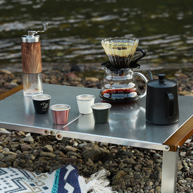 Outdoor camping stainless steel coffee cup small wine cup camping water cup tea cup portable 350ML wide mouth stackable