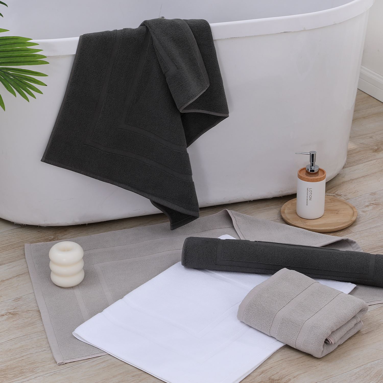 Spot Hotel Special Floor Towel, Thickeneded Water-Absorbent, Non-Slip, Machine Washable Household Pure Cotton Floor Towel 50*80