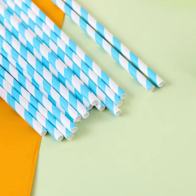Disposable Paper Straw Striped Straw Colored Paper Straw Kraft Paper Lowable Straw Eco-Friendly Creative Party Straw