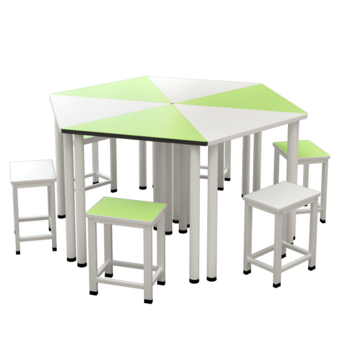 Smart Classroom Stitching Combination Triangle Table Maker Psychological Training Room Hexagonal Table Training Group Activity Table and Chair