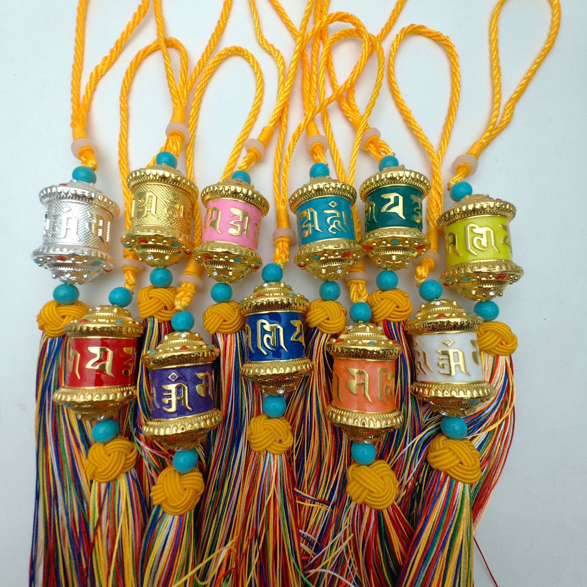 Six-Character Mantra Prayer Wheel Car Pendant Car Interior Rearview Mirror Creative Car Decoration Internet Celebrity Hanging Ornaments