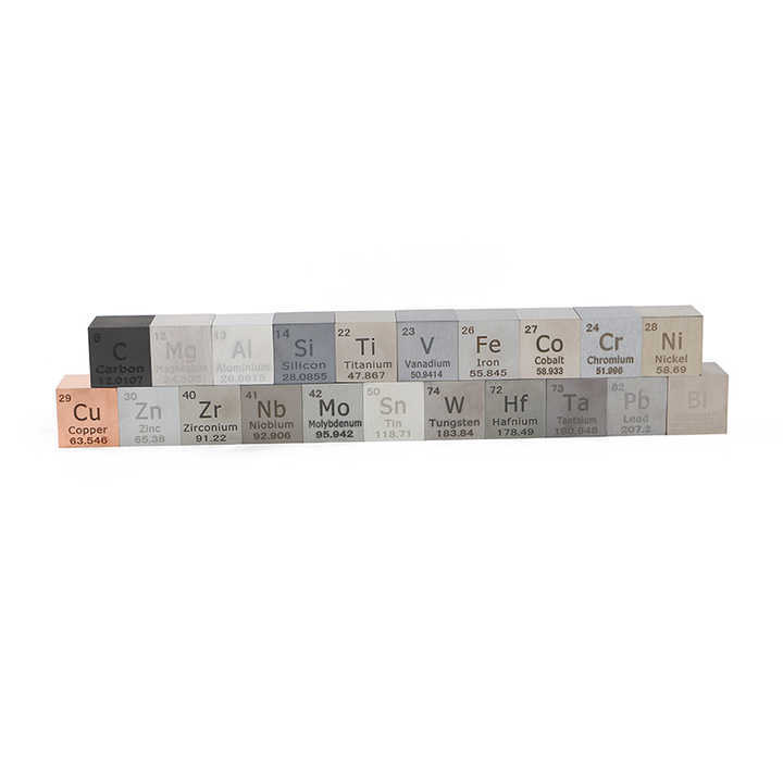 Periodic Table of Chemical Elements Physical Ornaments Metal Element Block Cube Element Collection Specimen Tungsten Titanium Silicon Copper Zinc