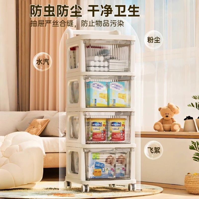 Children's Storage Rack, Organizer for Clothes, Snacks, Toys, Partitioned Household Storage Rack, Floor-Standing Trolley Factory