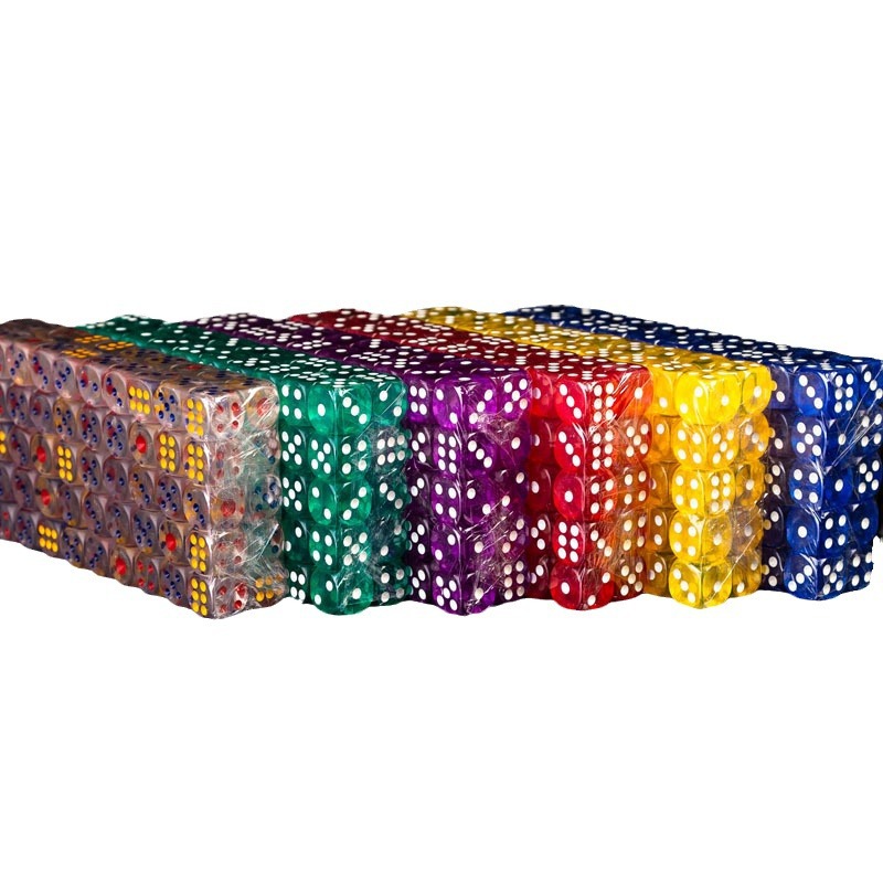 14mm Acrylic Colorful Transparent Dice Bar Dice Chess and Card Dice Crystal Sieve Dice Wholesale