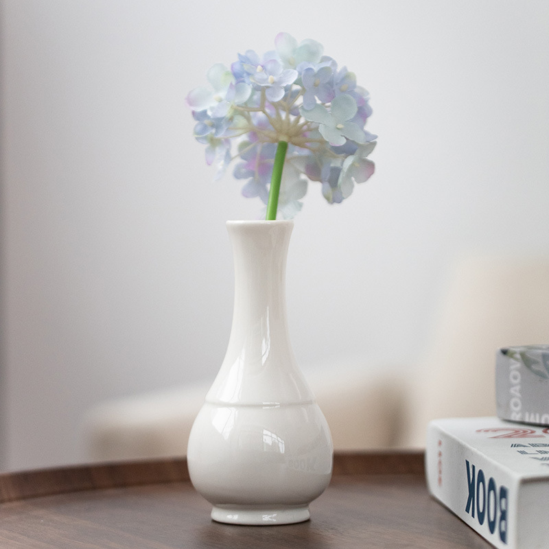 Guanyin Jade Pure Bottle White Porcelain Ceramic Flower Arrangement Porcelain Small Vase Flower Holder Home Tea Ceremony Ornament Zen Buddha Vase