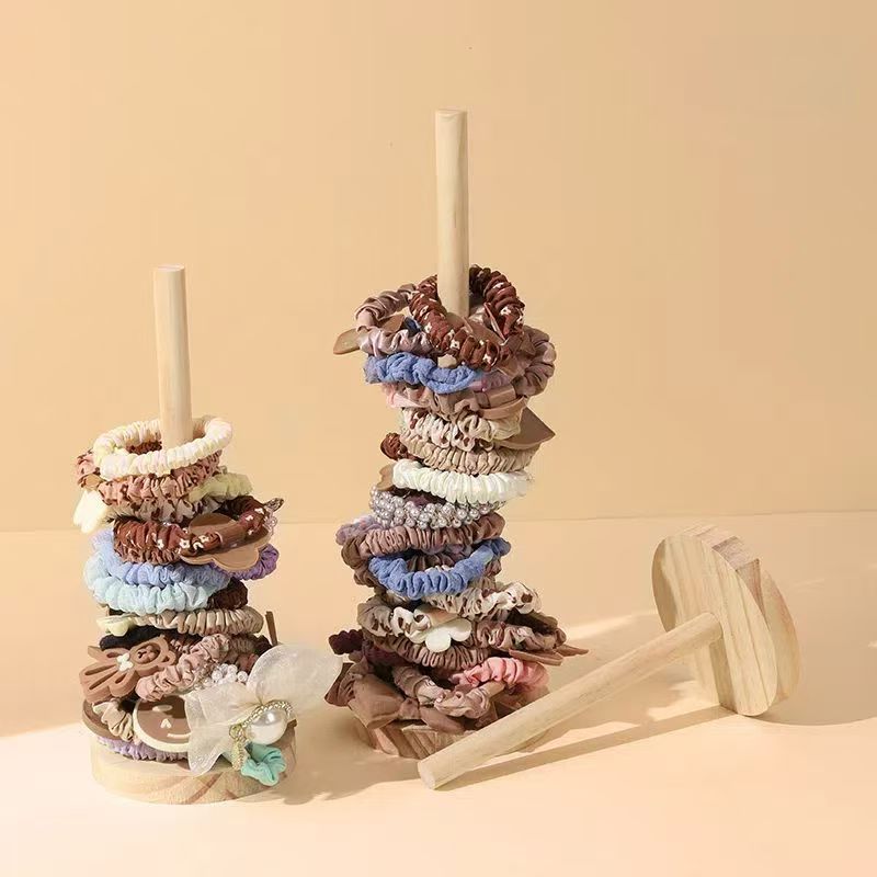 Creative Solid Wood Head Rope Storage Rack Hair Rope Hair Flower Rack Head Bracelet Bracelet Stall Display Props Shelf