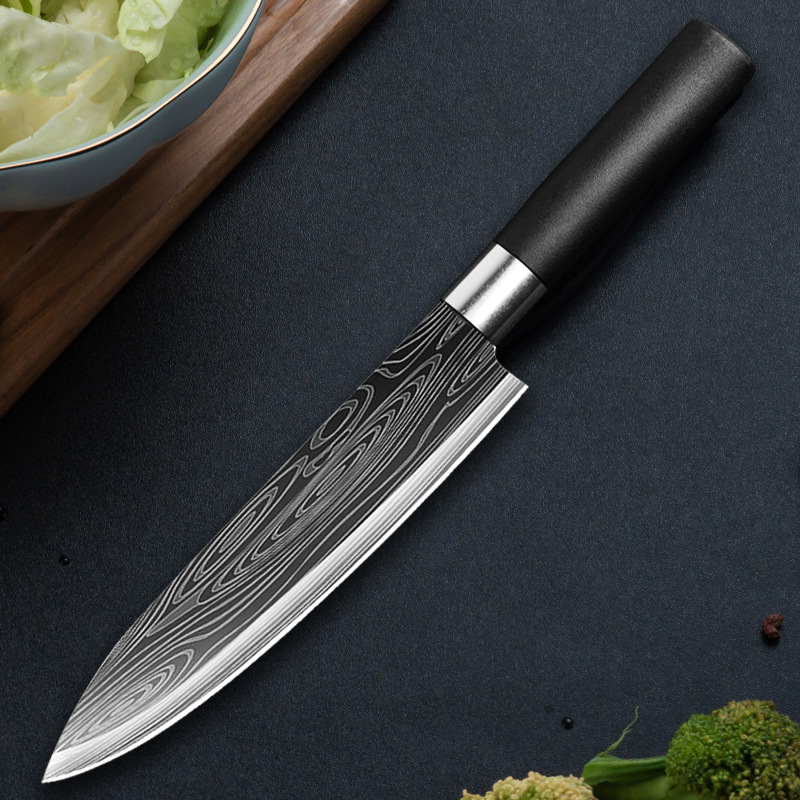 Damascus Pattern Chef's Knife Japanese Kitchen Knife Raw Fish Slicing Meat Knife Stainless Steel Sharp Household Multi-Purpose Knife