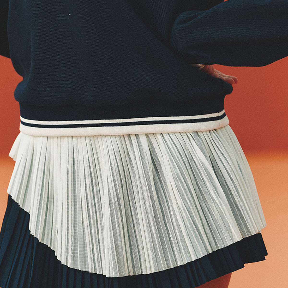 Autumn Lapel Zipper Tennis Suit for Women, Contrasting Color Casual Fitness Top, High Waist Slim Pleated Sports Skirt