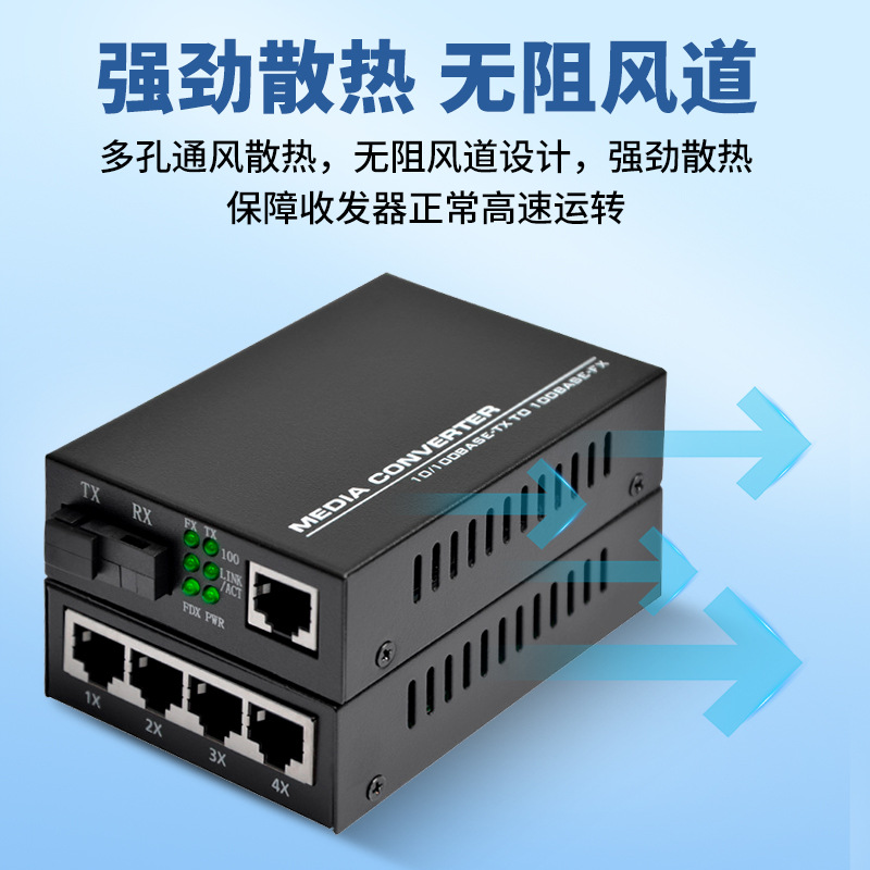 Industrial Gigabit Fiber Optic Transceiver Single Fiber Single Mode 1 Optical 2 Electrical 4 Electrical 100 Mega Photoelectric Converter 8 Electrical Transceiver
