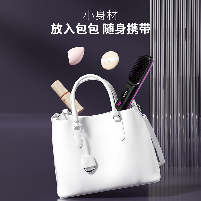 New cross-border LCD wireless hair straightening comb charging ceramic electronic comb MINI hair straightener portable hair comb