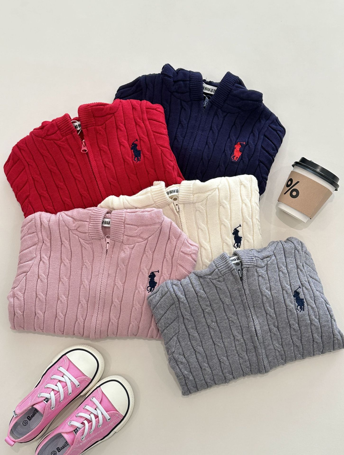 Autumn and Winter New Korean Style Cartoon Embroider Fashionable Zipper Hat Knitwear for Boys and Girls 25806