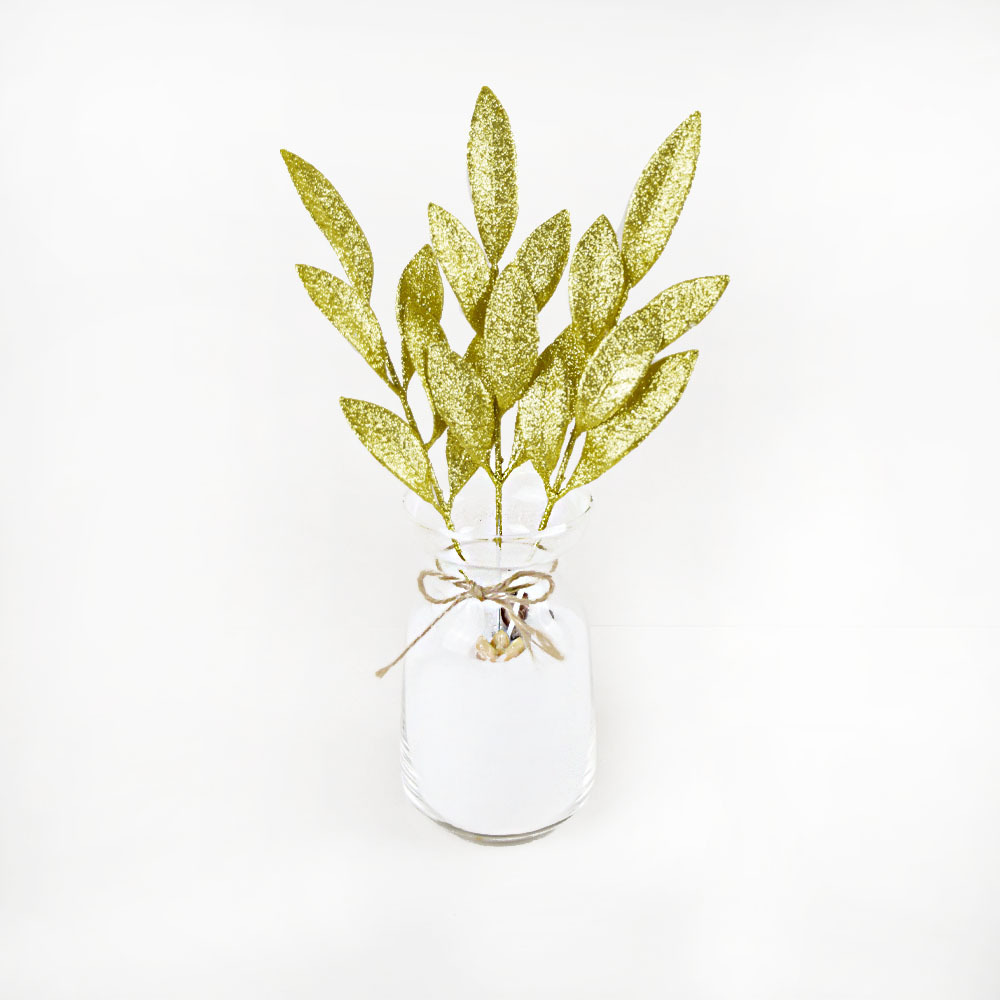 M Christmas Gold Powder 6 Leaf Cross-Border E-Commerce Amazon Supplies Gold Powder Leaf Christmas Tree Garland Decoration Silver Material