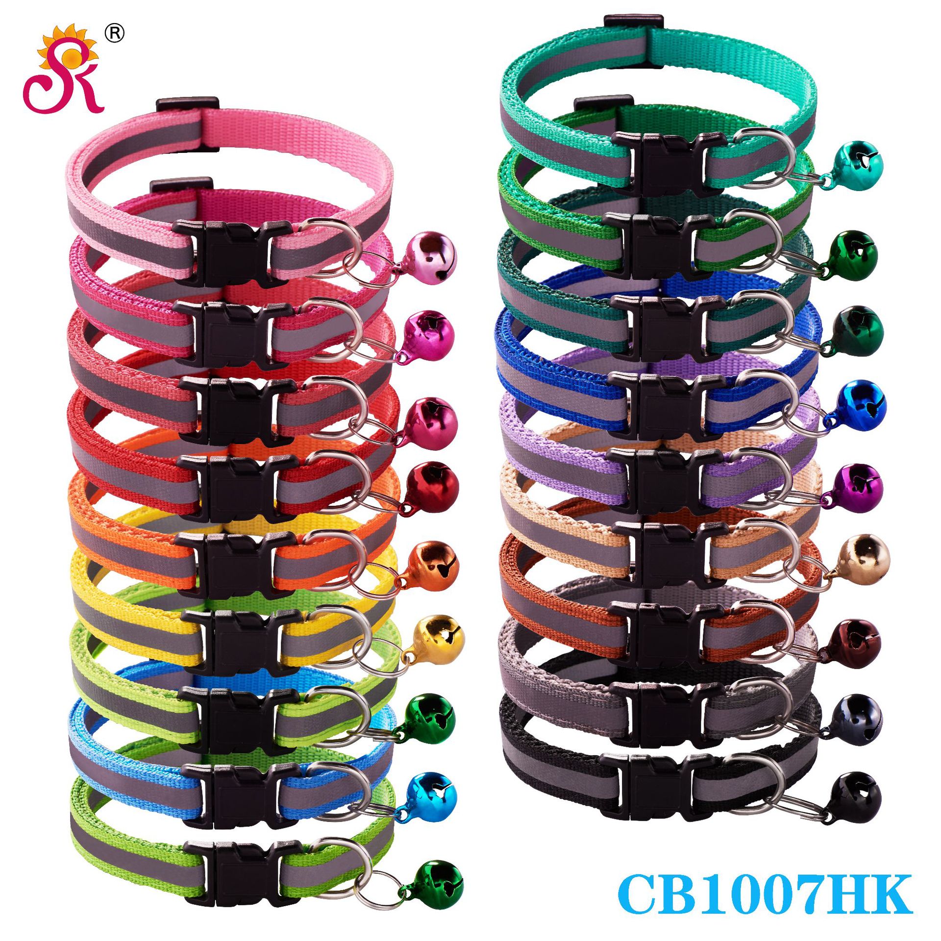 Черный ремешок с отражающим покрытием для собак и кошек, большой колокольчик, фабричный дизайн