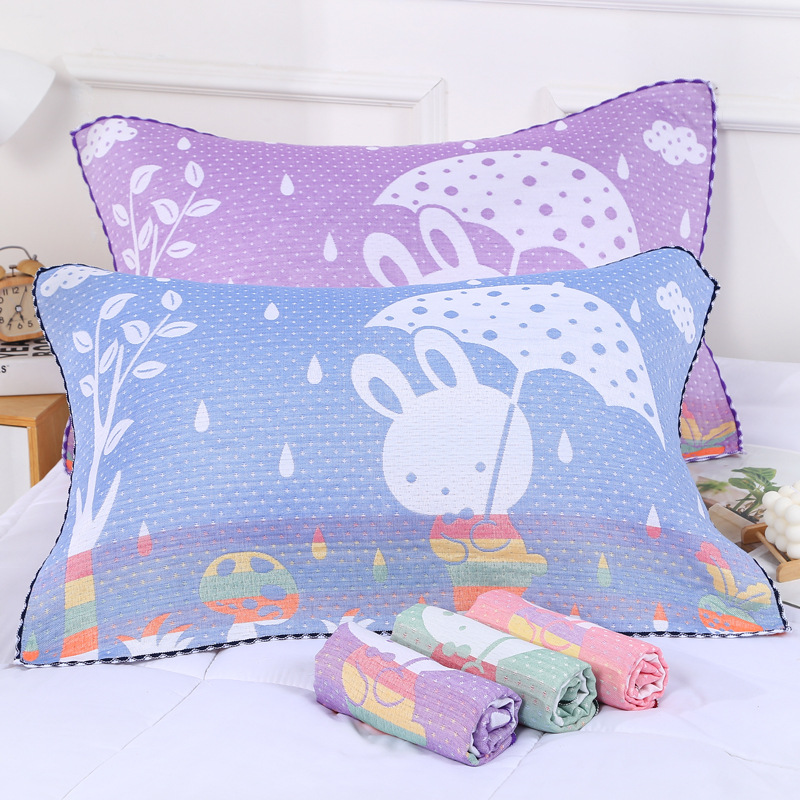 Three-layer gauze pillow towel 52*80 cotton thickened Four Seasons student adult male and female couple cover towel pillow headscarf wholesale