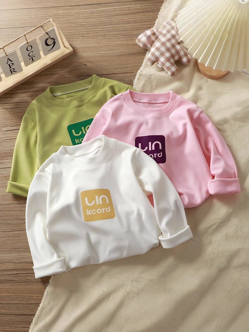 Children's New Loose Round Neck Long-Sleeve Thermal Base Shirt, Loose Stretchy Girls' Long-Sleeve Boys' Top