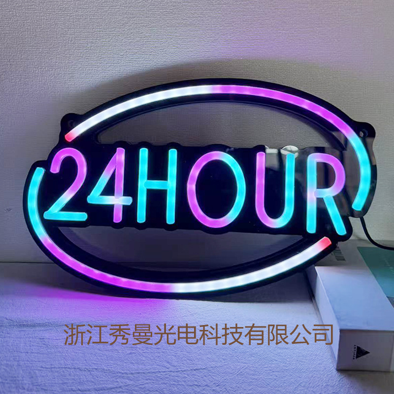 Colorful Open Colorful Full-Color Neon Lights Are Open 24 Hours a Day 24Hour Multicolored