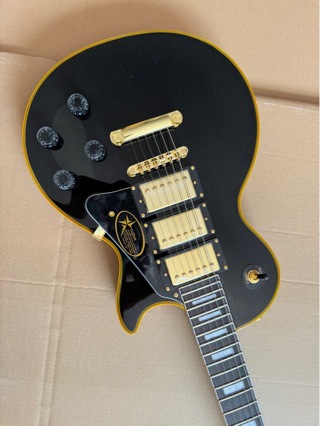 Black Yellow Edge Yellow Logo Three Pieces Pickup Electric Guitar