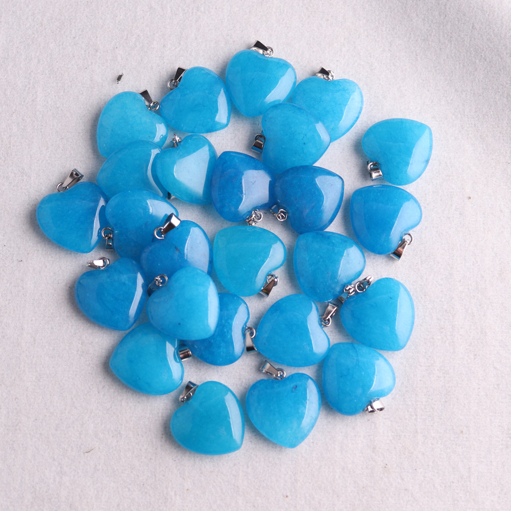 Tiktok cross-border Amazon 20mm crystal agate natural stone peach heart jewelry accessories heart necklace pendant