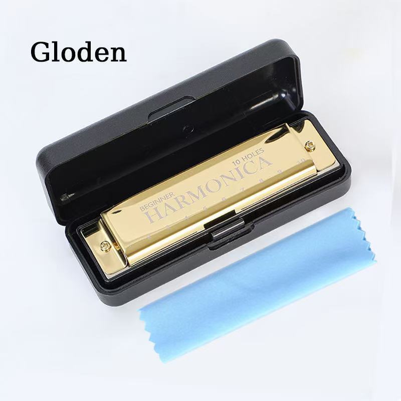 Ten-hole harmonica color ten-tone metal harmonica beginners students children men and women self-study entry musical instruments foreign trade money
