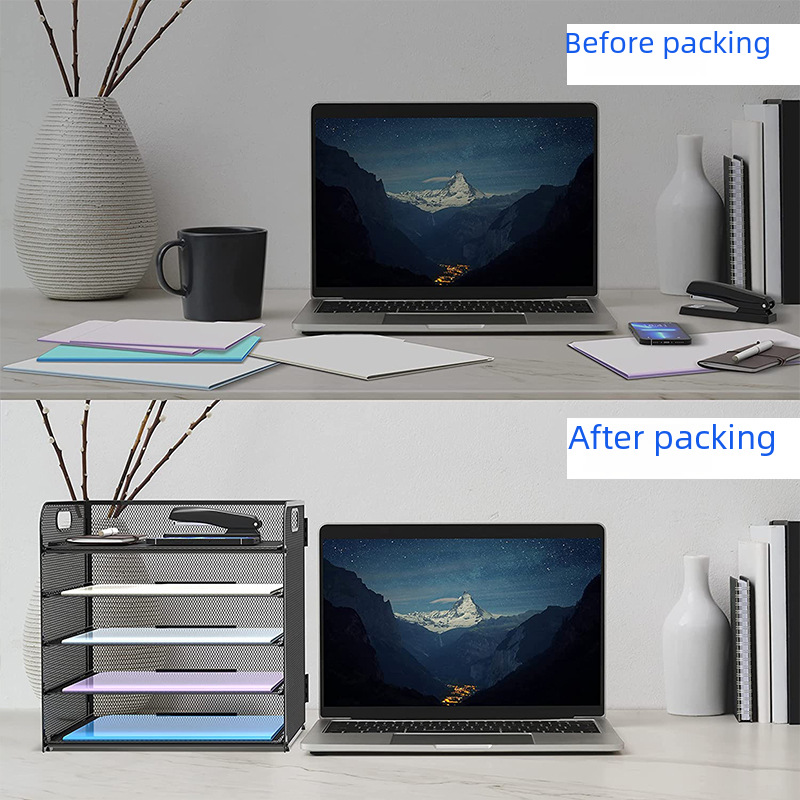 Cross-Border Office File Rack Multi-Layer A4 Paper File Desktop File Storage Rack Metal Office Document Storage Rack