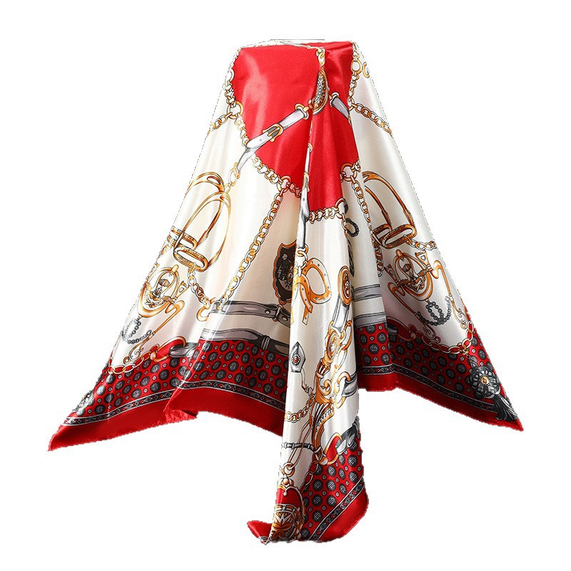 Sade satin women's spring and summer imitation silk scarf printed small square gift European and American scarf shawl wholesale
