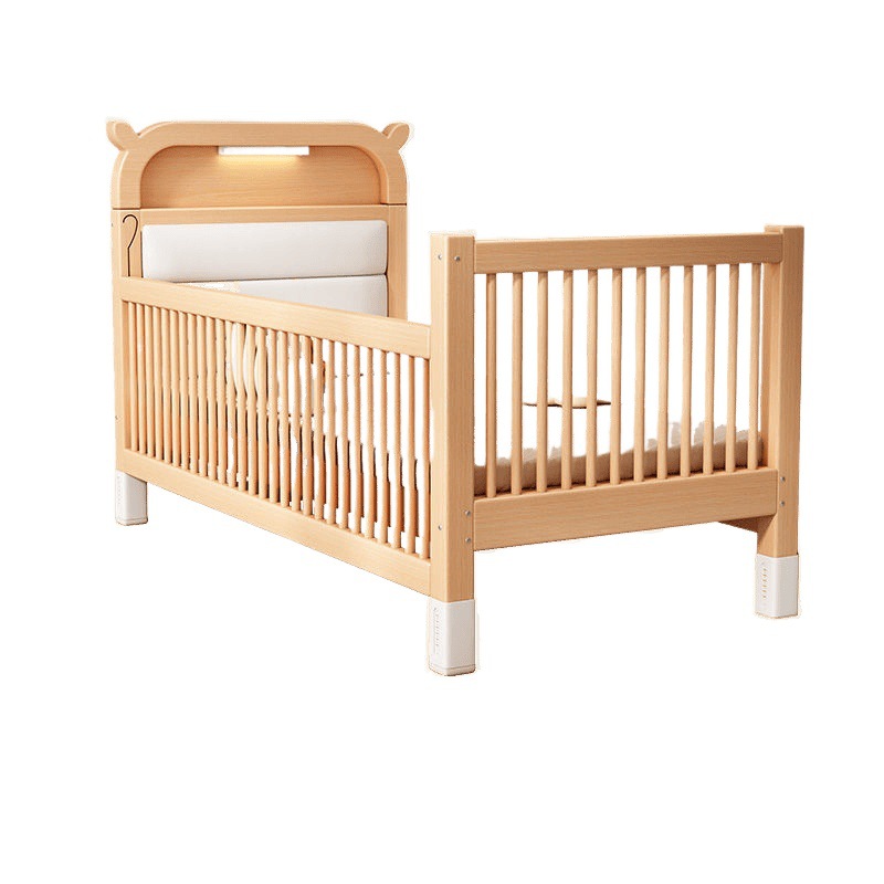 Beech Children's Bed Anti-Fall Splicing Solid Wood Crib Lift Widening Baby Crib Side Large Bed Child Guardrail Factory
