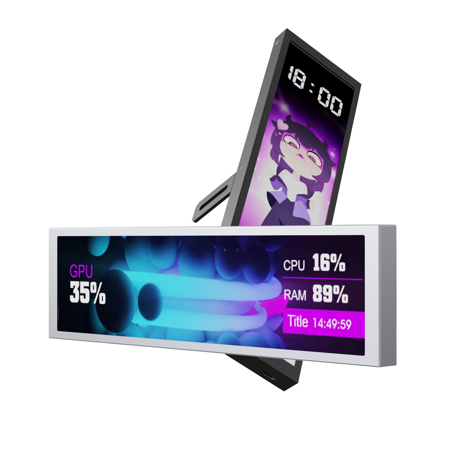 Cross-Border Computer Assembly 9.2inch Long Computer Secondary Screen Real-Time Monitoring Cpugpu Chassis Secondary Screen DIY Spot D9