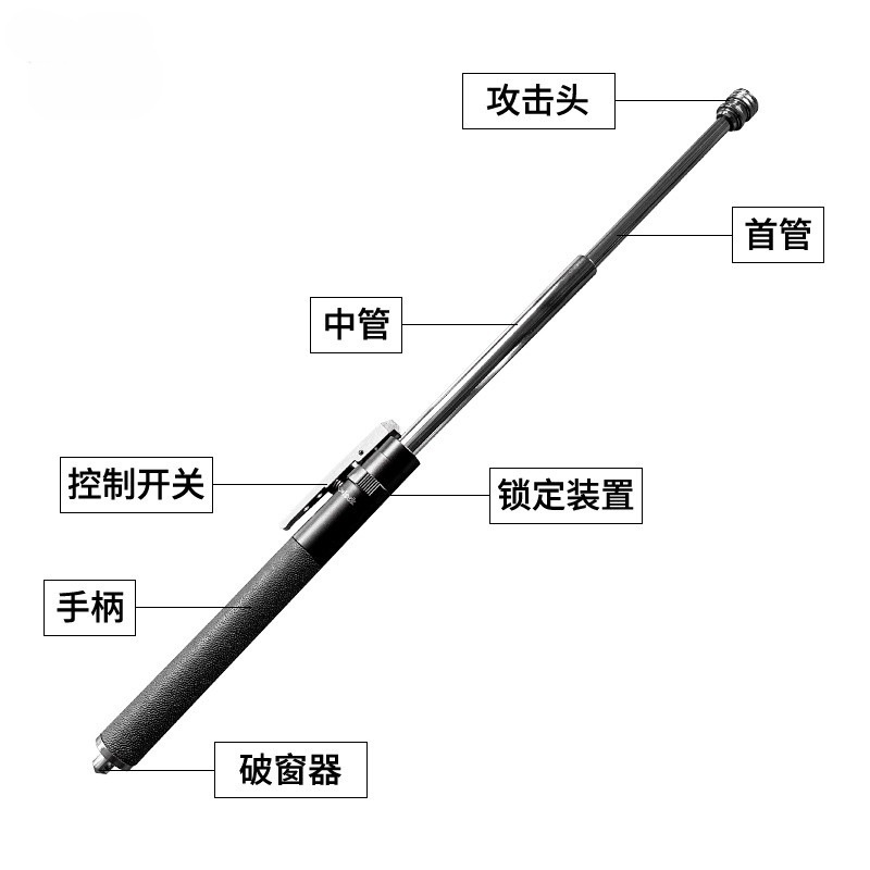 Free Shipping Anti-Riot and Self-Defense Stick Alloy Car Security Telescopic Stick Swing Three-Section Spring Stick