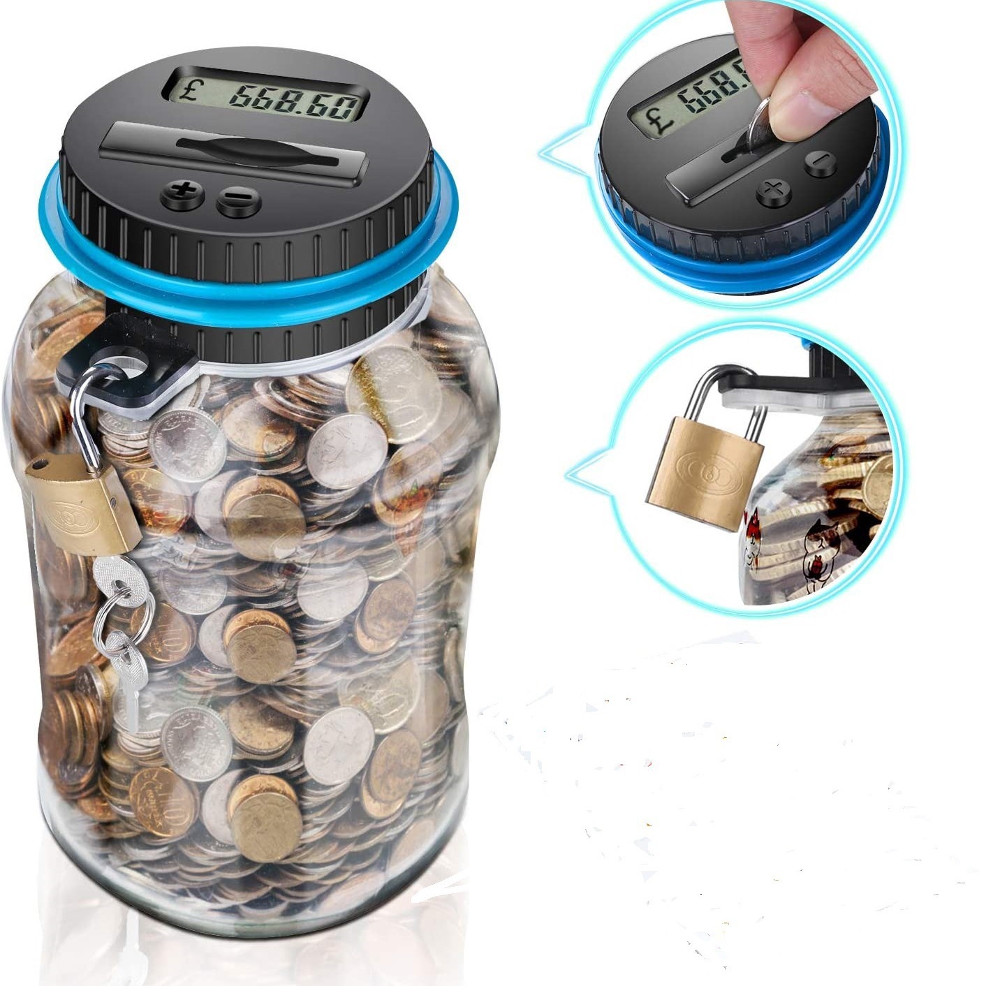 Копилка с замком, цифровой дисплей, копилка для подсчета