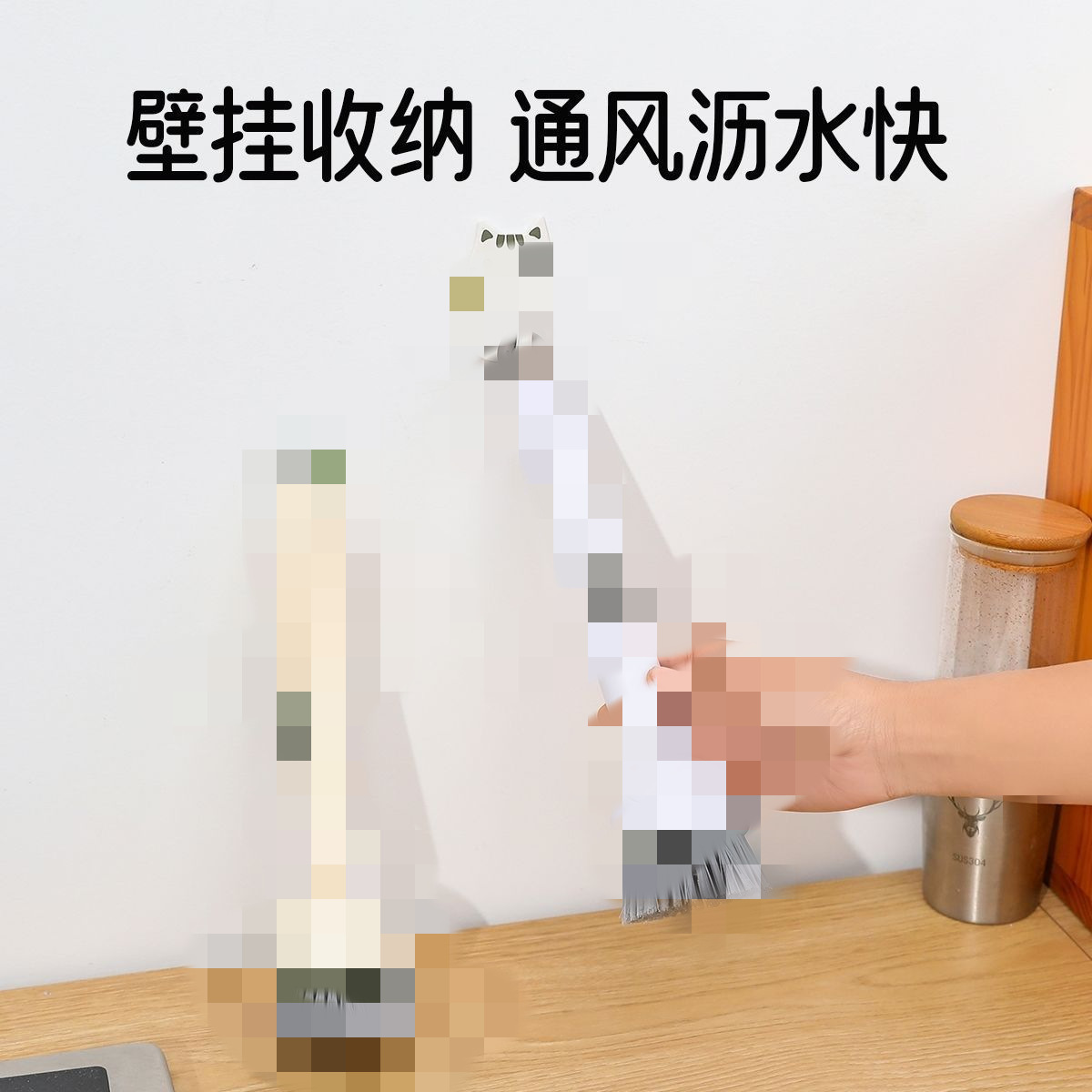 Kitchen Long-Handled Rotating Pot Brush, Adjustable and Non-Damaging Pot Cleaning Brush, Liquid-Pressing Bowl Brush, Pot Cup Brush Artifact