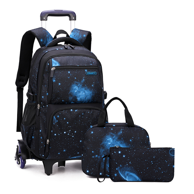 Natural Fish Cross-Border Primary School Student Trolley Schoolbag for Third to Sixth Grade Large Capacity Middle School Student Lightweight Stair Climbing Six Wheels