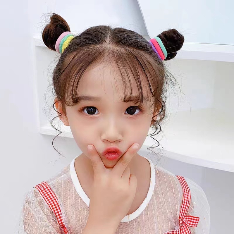 Seamless Basic Kidsren's Candy-Colored Towel Ring High-Elastic Colorful Rubber Band Headband Simple and Non-Harmful Hair Band