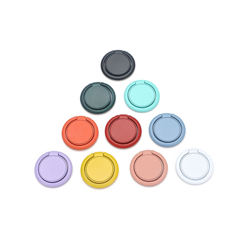 Macaron solid color ring buckle paint metal mobile phone buckle desktop drop-resistant lazy bracket back sticker printed logo