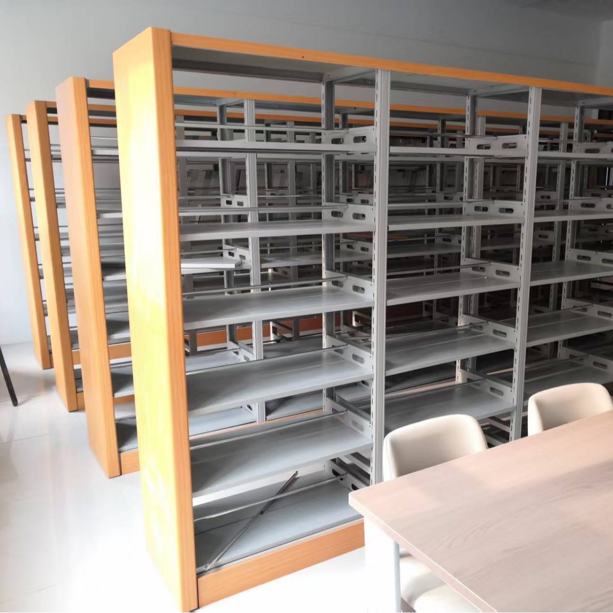 Library Steel Bookshelves, Reading Room Filing Racks, Iron Book Cabinets, Customizable Wooden Single/Double-Sided Thickened Multi-Layer Shelves