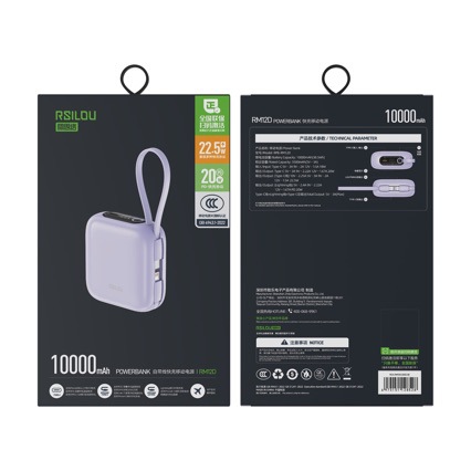 Brand RM12D20W 22.5W dual-line mobile power 10000 mA 3C certified self-belt line fast charging treasure