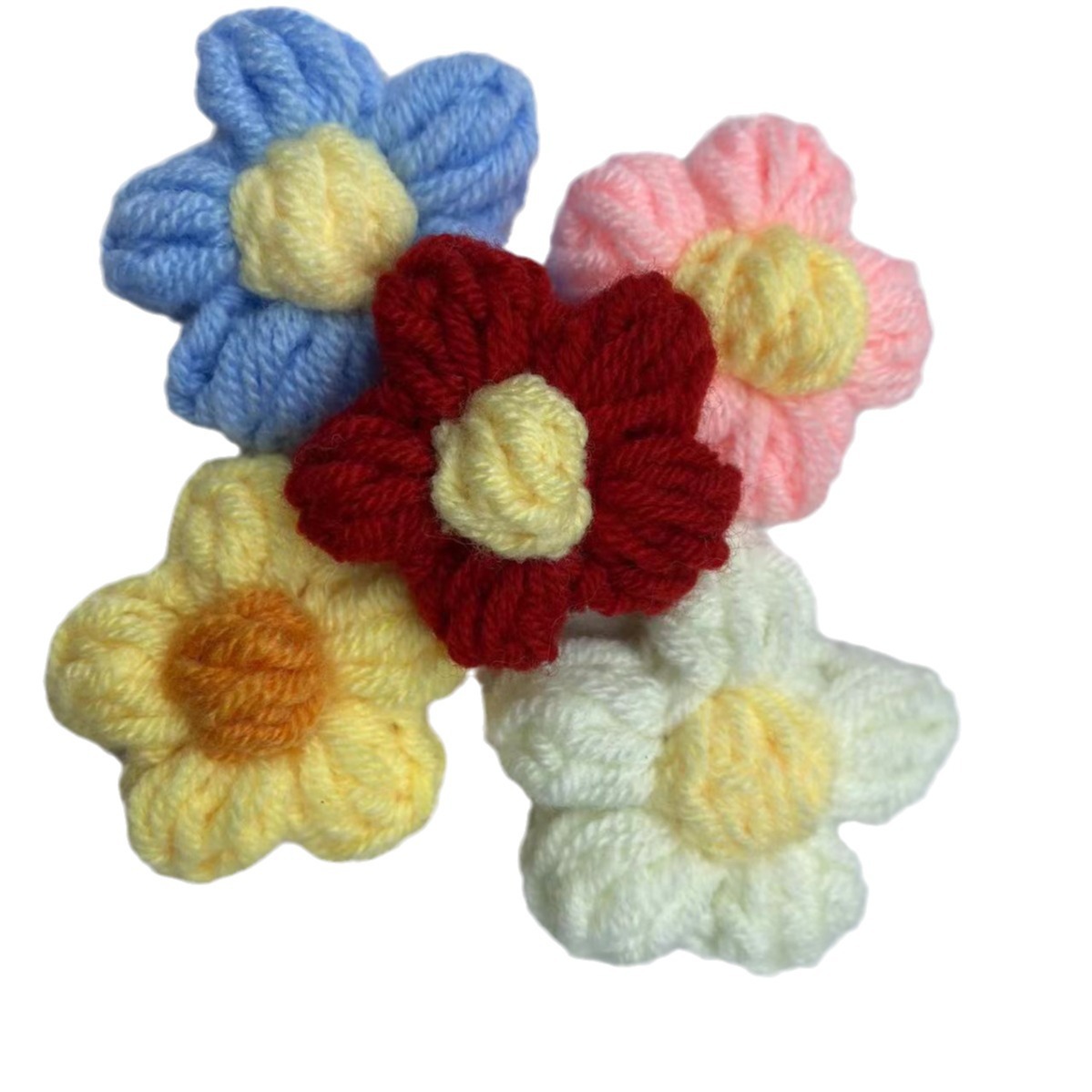 Handmade Crocheted Wool Flower 4- 4.5cm Puff Flower DIY Kidsren's Clothing Accessories Accessories Puff Flower Hand Hook Flower