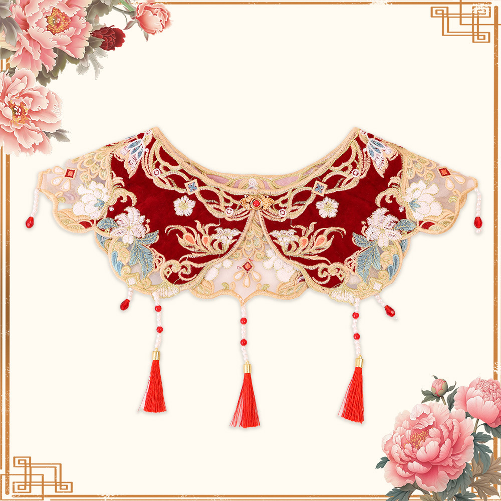 Hanfu Cloud Shoulder Adult and Children's Fake Collar Chinese Style Shawl Tang Suit Embroidery Ancient Style Tassel Accessory Waistcoat